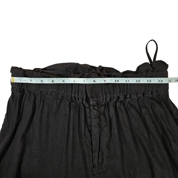 Gianni Bini Paperbag Style Straight Leg Linen Blend Pants, Black, Large - Picture 9 of 12